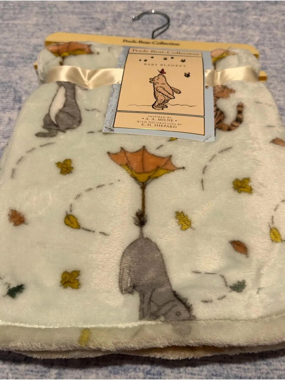 Disney Cream Plush Baby Blanket with Yellow and Brown Accents